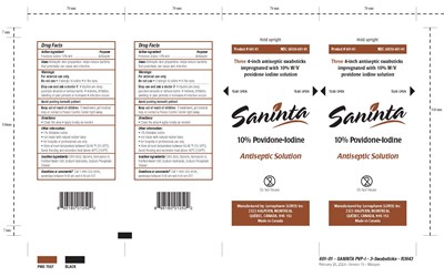 601-01 - Saninta PVP-I - 3-Swabsticks_4up_R3643_V10.jpg image of NDC 68356-601-01 label - 601 01 Saninta PVP I 3 Swabsticks 4up R3643 V10